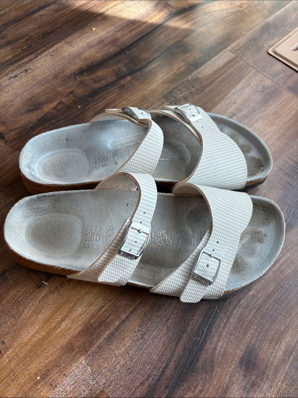 Women’s Birki’S blue & white striped